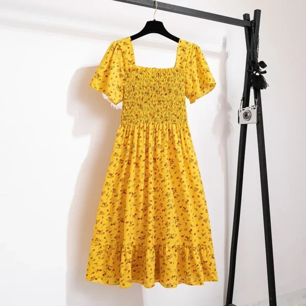 Spring Summer Floral Chiffon Midi Dress - Image 7