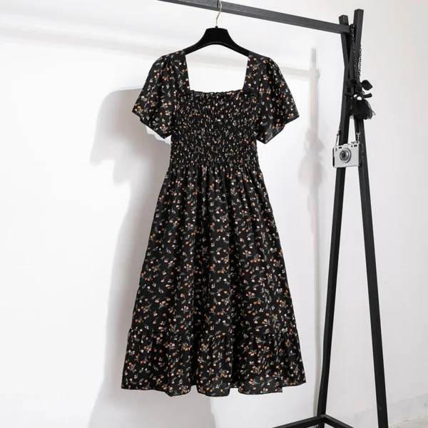 Spring Summer Floral Chiffon Midi Dress - Image 9