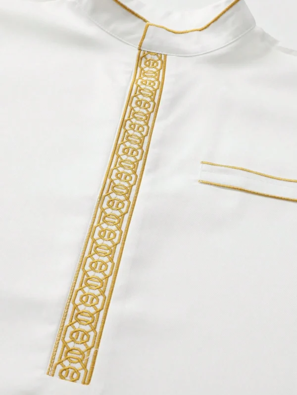 Luxury Embroidered Arab Men’s Thobe Modest Long Sleeve Robe - Image 5
