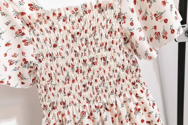 Spring Summer Floral Chiffon Midi Dress - Image 6