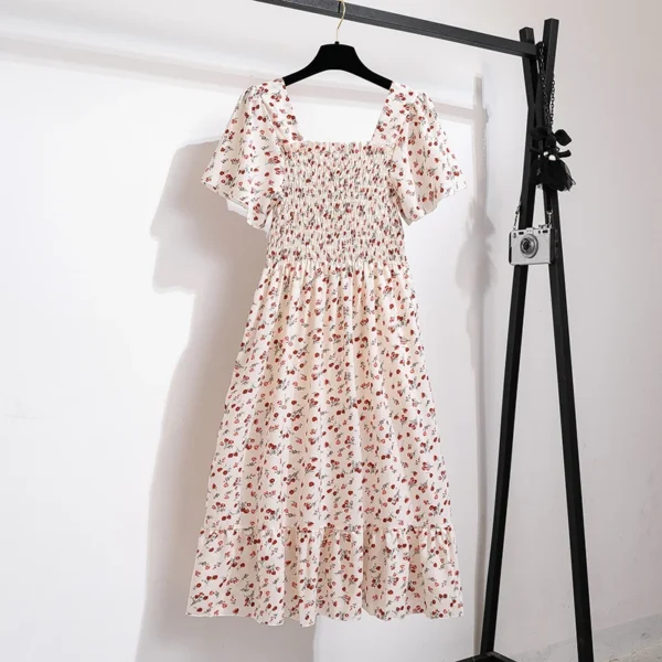 Spring Summer Floral Chiffon Midi Dress - Image 8