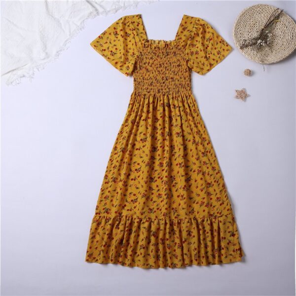 Spring Summer Floral Chiffon Midi Dress - Image 12