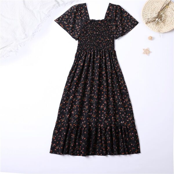 Spring Summer Floral Chiffon Midi Dress - Image 11