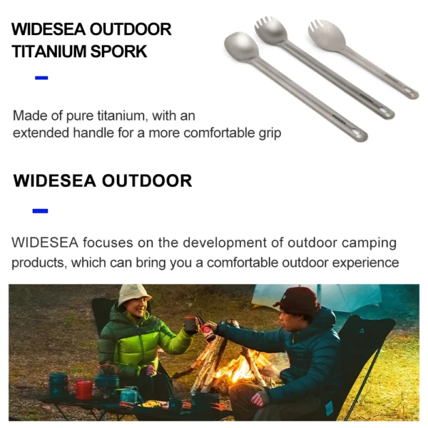 Widesea Camping Titanium Spork Spoon Outdoor Lightweight Fork Tableware Portable Picnic Hiking Travelling Ultralight Dinnerware - Image 5